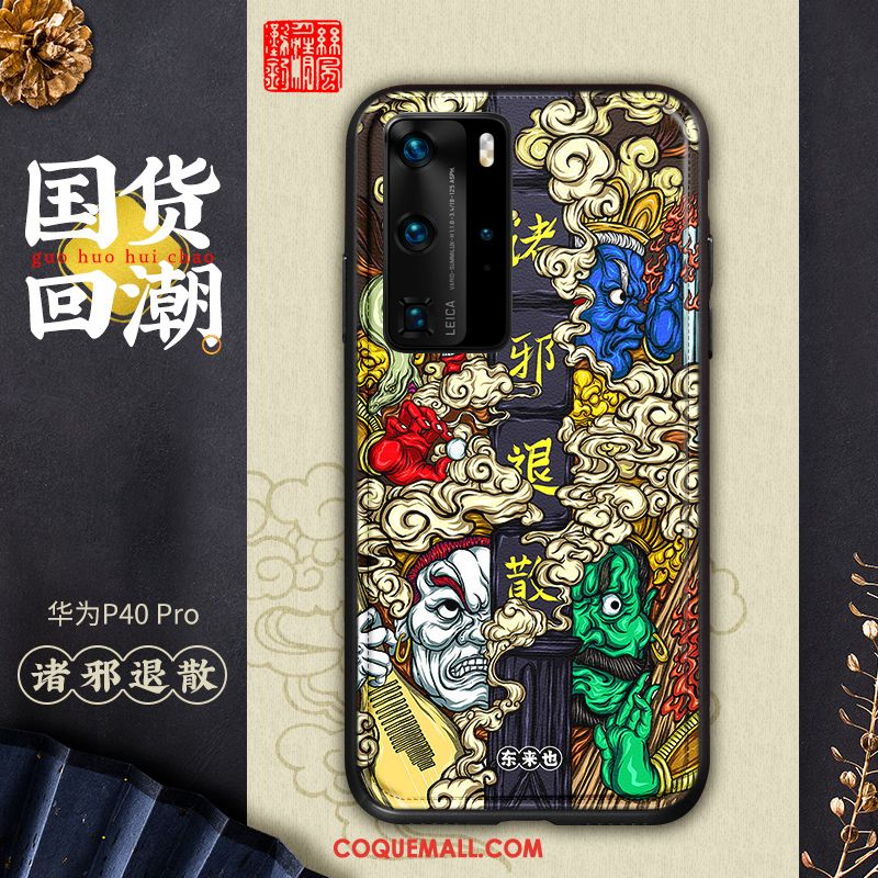 Étui Huawei P40 Pro Multicolore Modèle Fleurie Téléphone Portable, Coque Huawei P40 Pro Style Chinois Personnalité