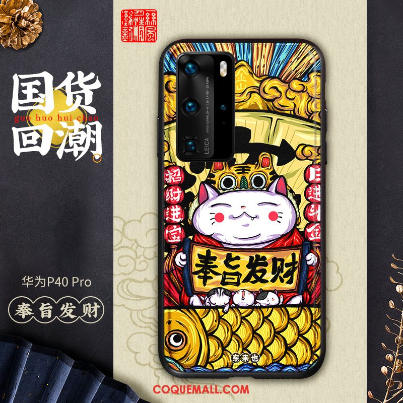 Étui Huawei P40 Pro Multicolore Modèle Fleurie Téléphone Portable, Coque Huawei P40 Pro Style Chinois Personnalité