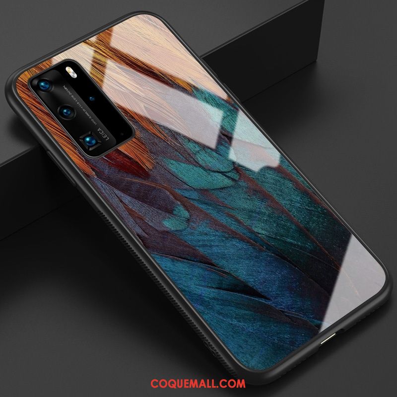 Étui Huawei P40 Pro Protection Plume Silicone, Coque Huawei P40 Pro Miroir Net Rouge