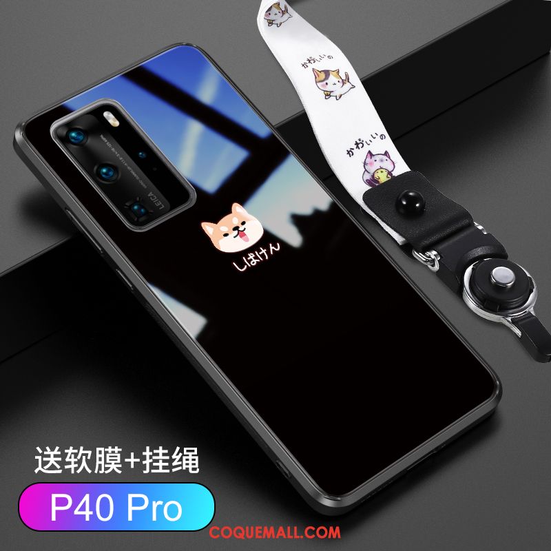 Étui Huawei P40 Pro Tout Compris Verre Amoureux, Coque Huawei P40 Pro Noir Personnalité