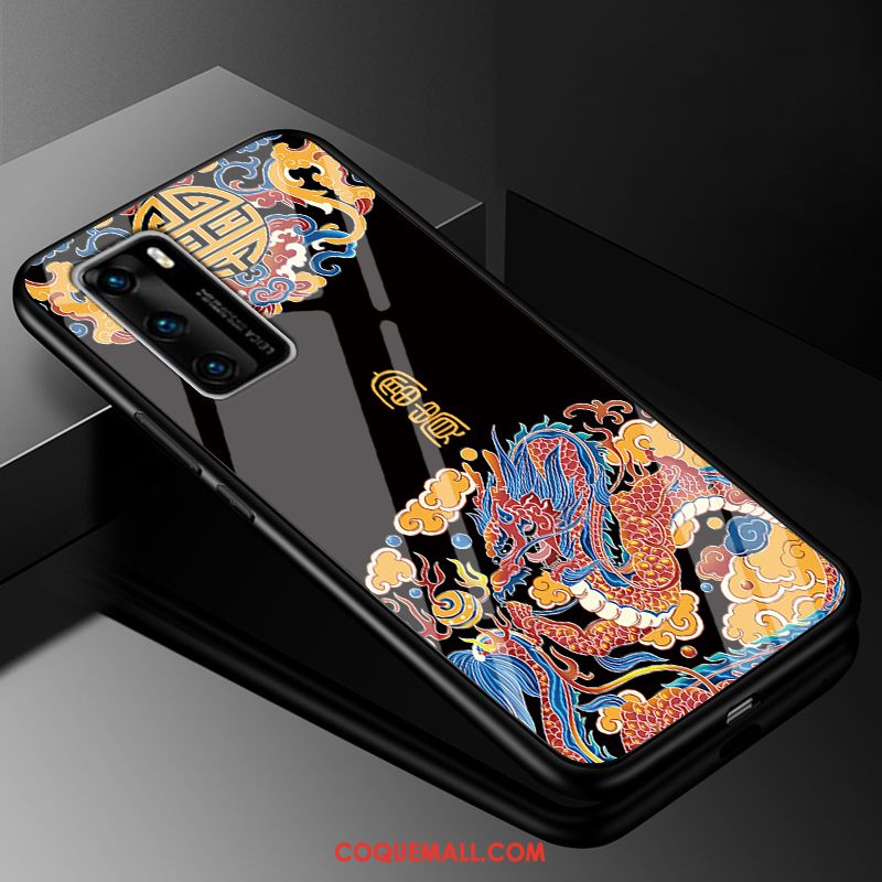 Étui Huawei P40 Tout Compris Incassable Tendance, Coque Huawei P40 Noir Vintage