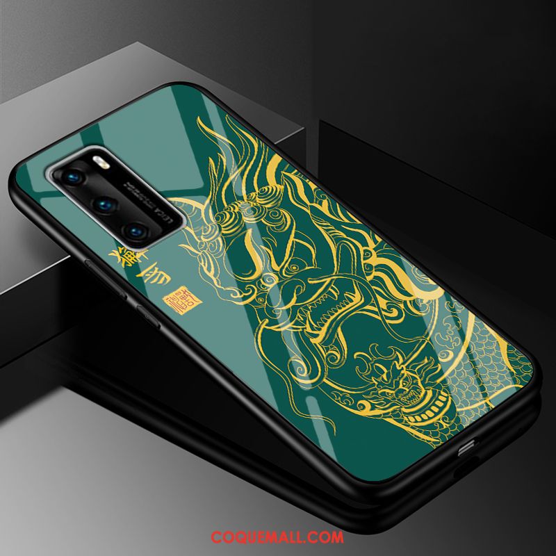 Étui Huawei P40 Tout Compris Incassable Tendance, Coque Huawei P40 Noir Vintage