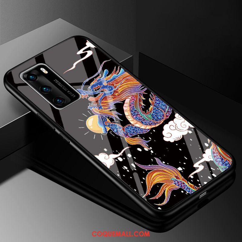 Étui Huawei P40 Tout Compris Incassable Tendance, Coque Huawei P40 Noir Vintage