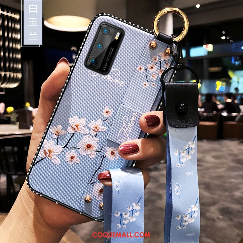 Étui Huawei P40 Tout Compris Téléphone Portable Fleur, Coque Huawei P40 Délavé En Daim Incassable