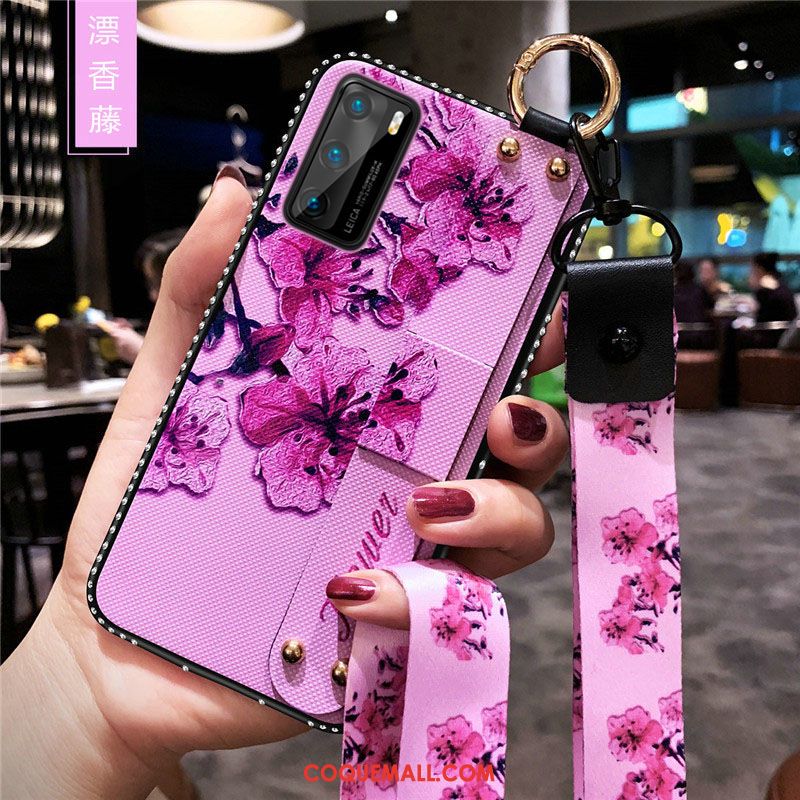 Étui Huawei P40 Tout Compris Téléphone Portable Fleur, Coque Huawei P40 Délavé En Daim Incassable