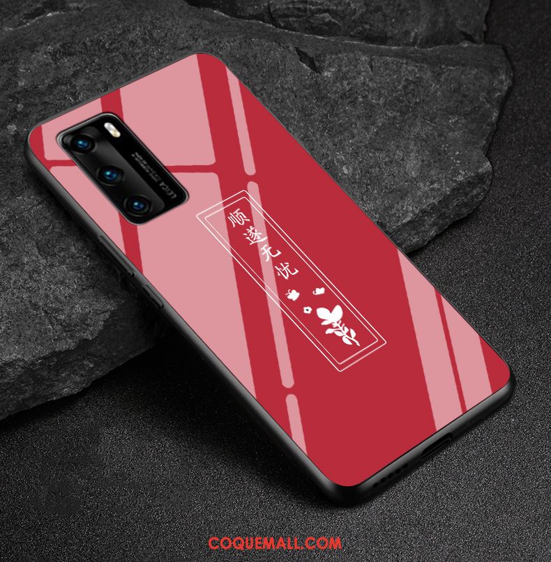 Étui Huawei P40 Tout Compris Verre Rouge, Coque Huawei P40 Mode Art