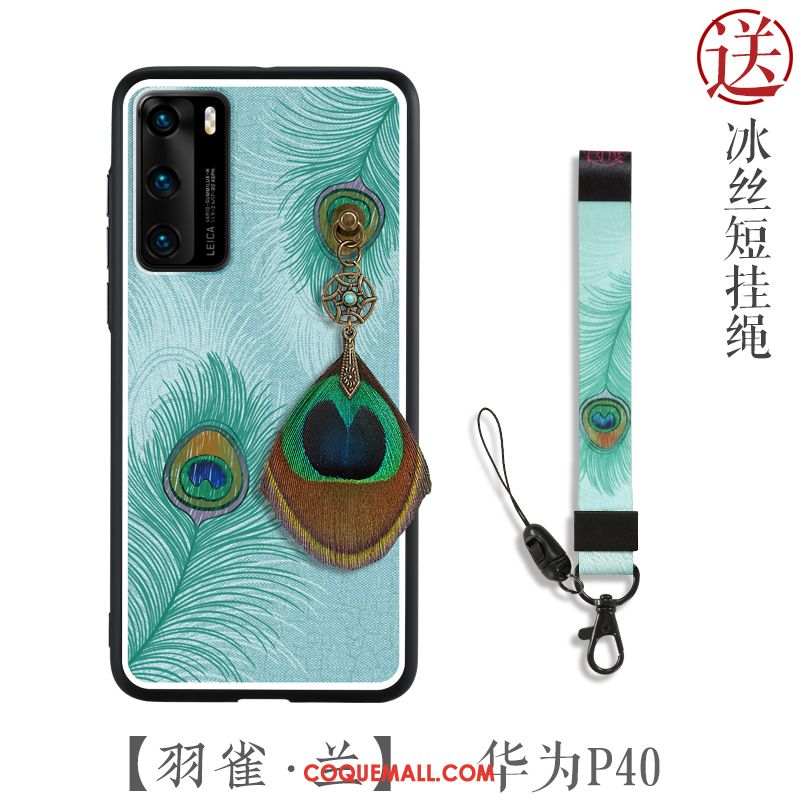 Étui Huawei P40 Téléphone Portable Vert Luxe, Coque Huawei P40 Créatif Ornements Suspendus