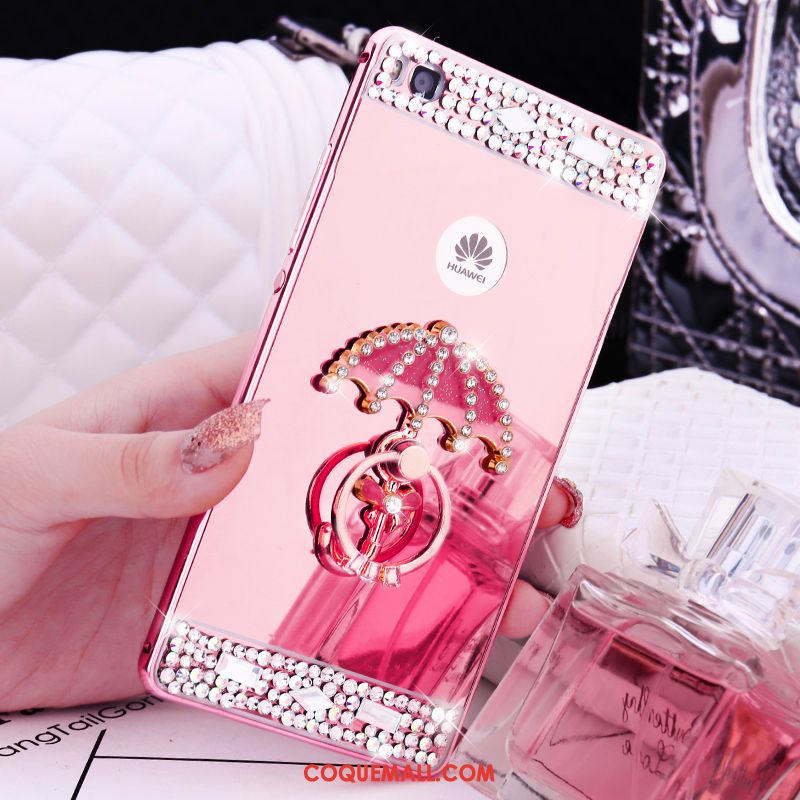 Étui Huawei P8 Border Haute Or Rose, Coque Huawei P8 Métal Téléphone Portable