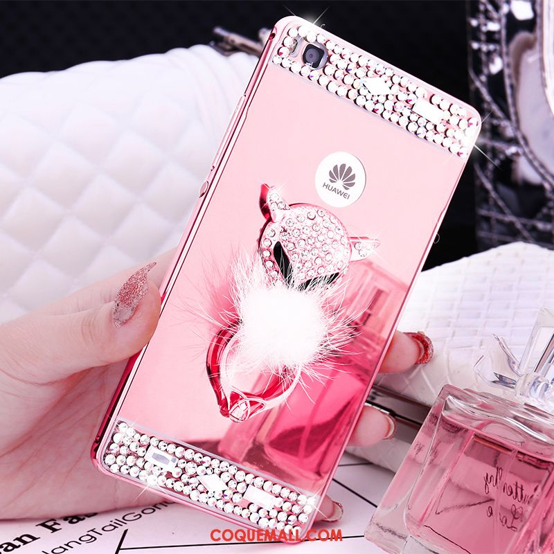 Étui Huawei P8 Border Haute Or Rose, Coque Huawei P8 Métal Téléphone Portable