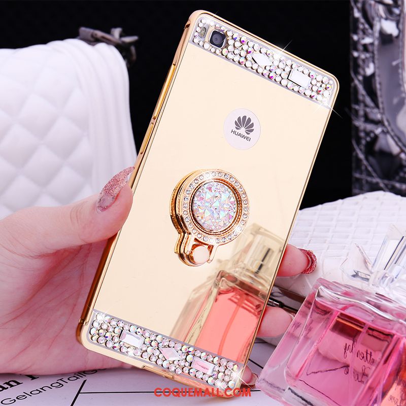 Étui Huawei P8 Border Haute Or Rose, Coque Huawei P8 Métal Téléphone Portable