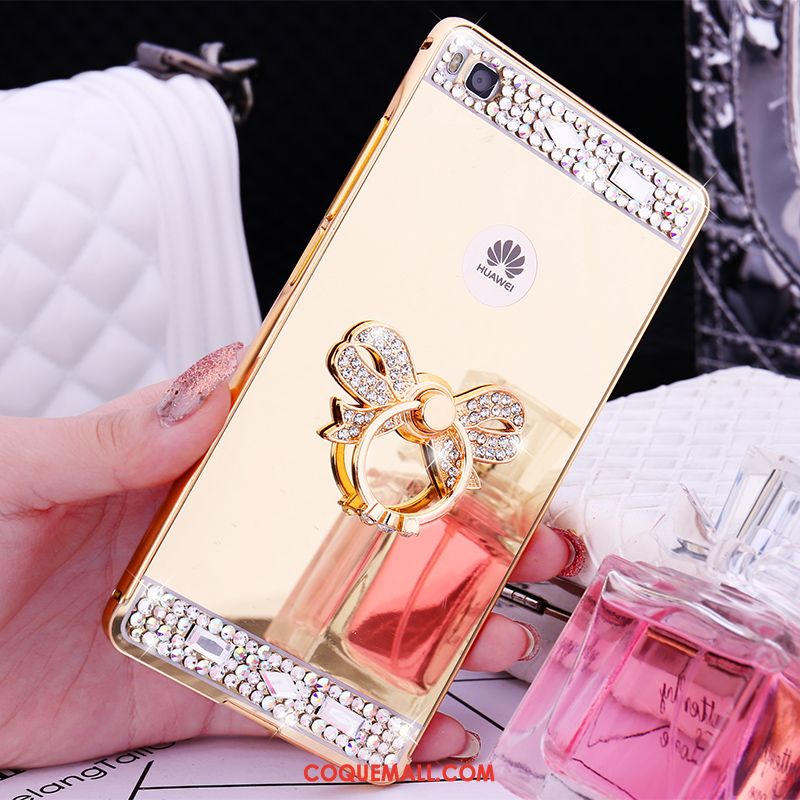 Étui Huawei P8 Border Haute Or Rose, Coque Huawei P8 Métal Téléphone Portable