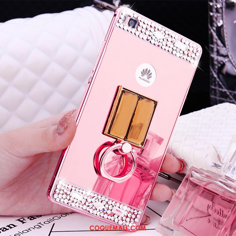 Étui Huawei P8 Border Haute Or Rose, Coque Huawei P8 Métal Téléphone Portable