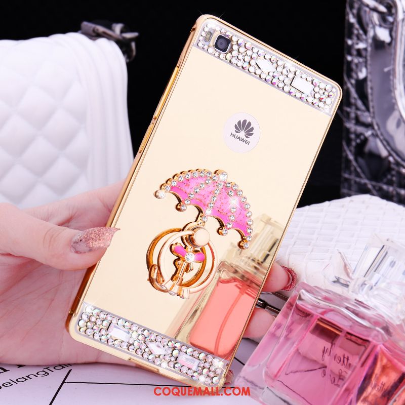 Étui Huawei P8 Border Haute Or Rose, Coque Huawei P8 Métal Téléphone Portable