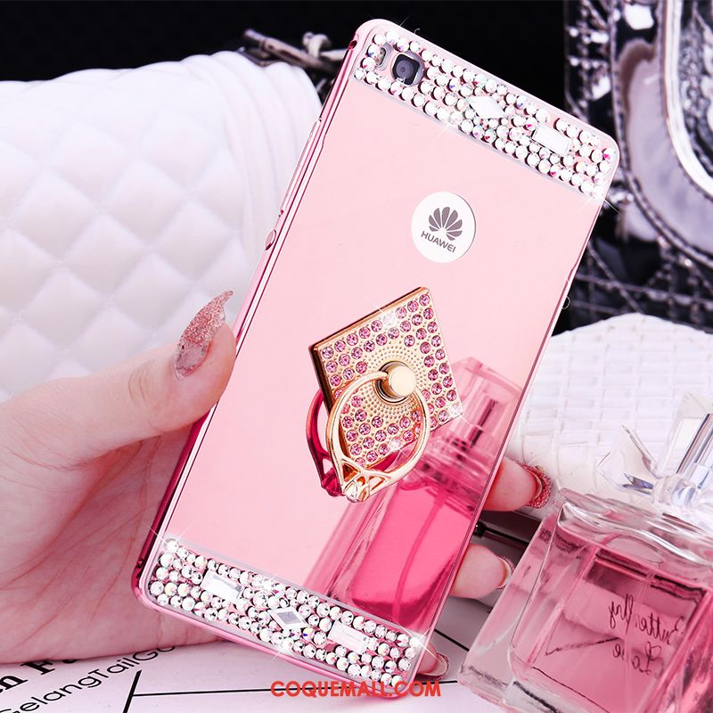 Étui Huawei P8 Border Haute Or Rose, Coque Huawei P8 Métal Téléphone Portable