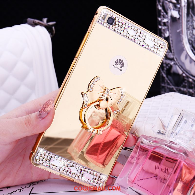 Étui Huawei P8 Border Haute Or Rose, Coque Huawei P8 Métal Téléphone Portable