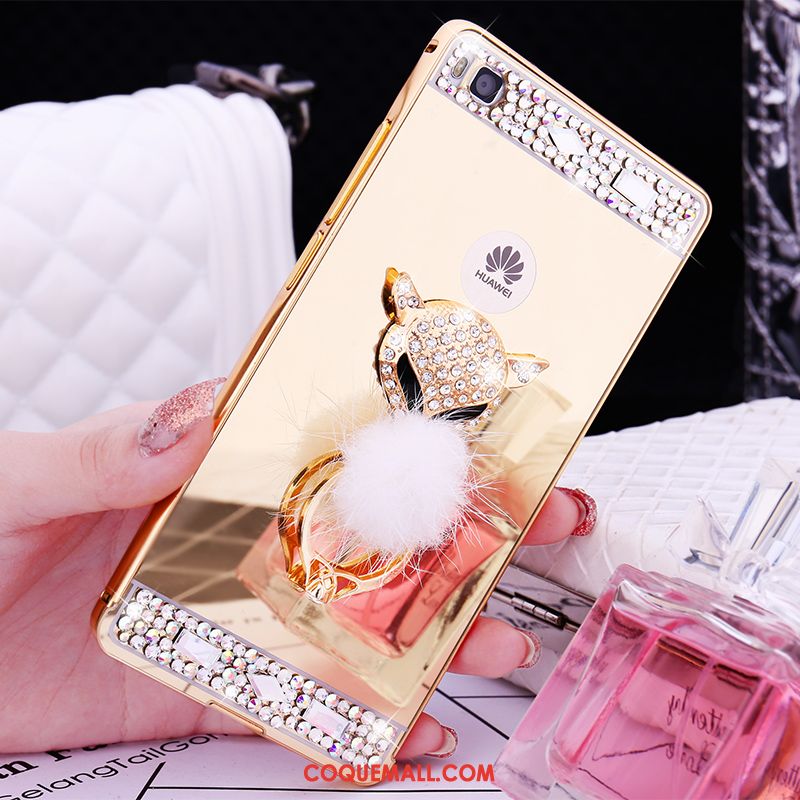 Étui Huawei P8 Border Haute Or Rose, Coque Huawei P8 Métal Téléphone Portable