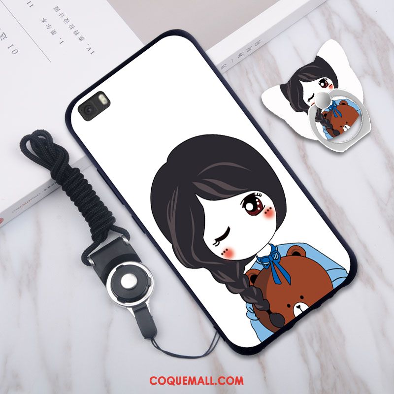 Étui Huawei P8 Dessin Animé Frais Incassable, Coque Huawei P8 Téléphone Portable Blanc