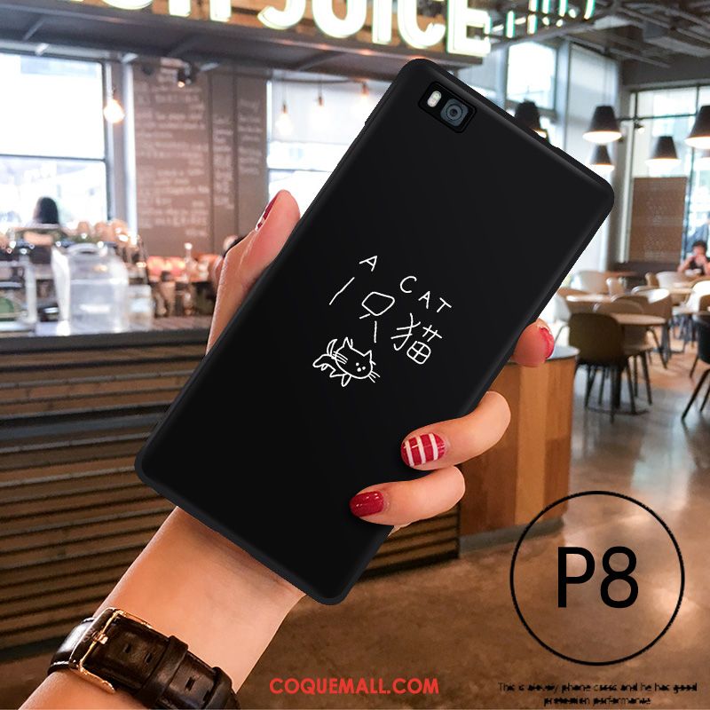 Étui Huawei P8 Dessin Animé Silicone Protection, Coque Huawei P8 Jeunesse Noir