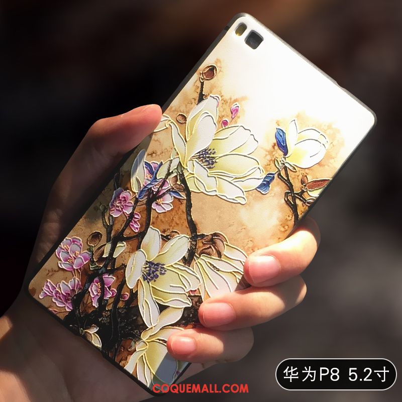 Étui Huawei P8 Jaune Haute Silicone, Coque Huawei P8 Créatif Personnalité