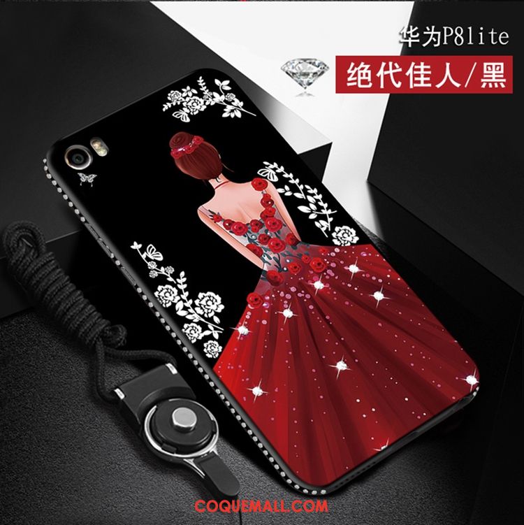 Étui Huawei P8 Lite Jeunesse Noir Silicone, Coque Huawei P8 Lite Strass Dessin Animé