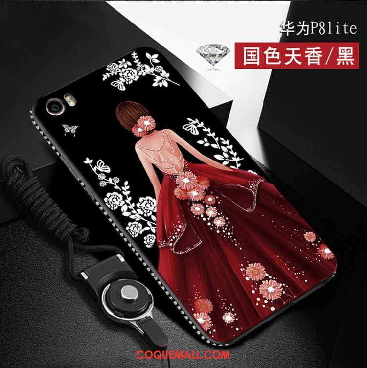 Étui Huawei P8 Lite Jeunesse Noir Silicone, Coque Huawei P8 Lite Strass Dessin Animé