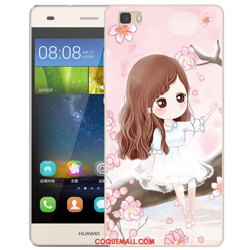 Étui Huawei P8 Lite Rose Protection Silicone, Coque Huawei P8 Lite Incassable Dessin Animé