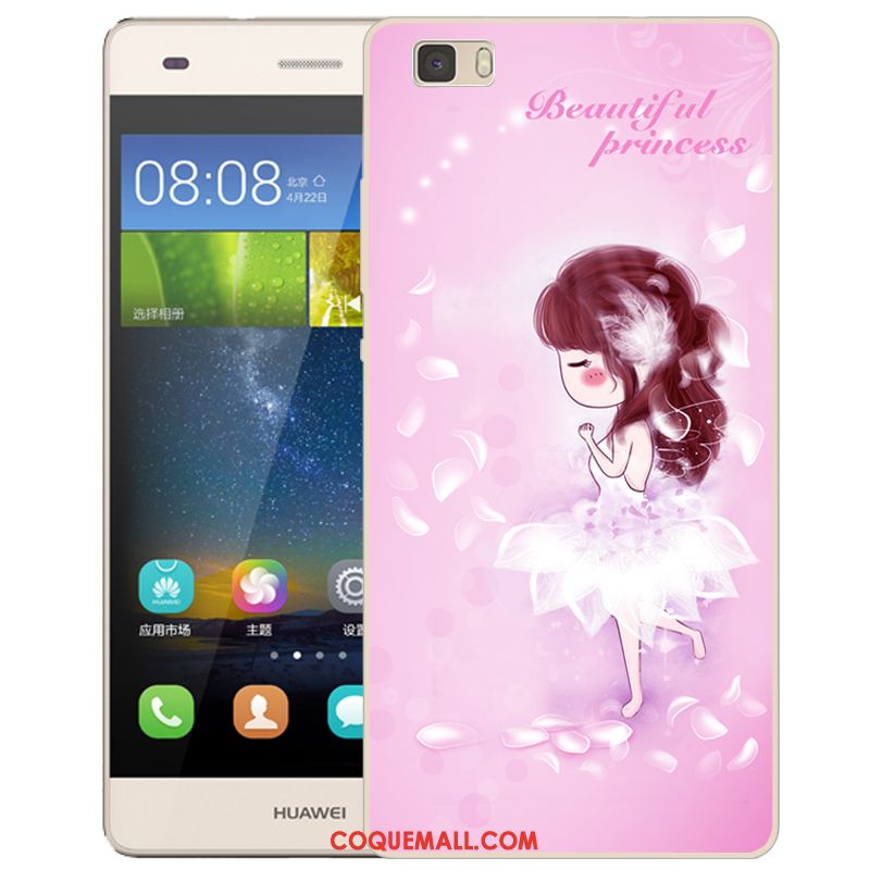 Étui Huawei P8 Lite Rose Protection Silicone, Coque Huawei P8 Lite Incassable Dessin Animé