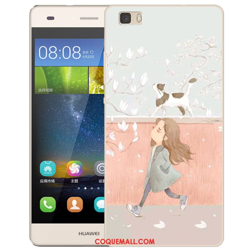 Étui Huawei P8 Lite Rose Protection Silicone, Coque Huawei P8 Lite Incassable Dessin Animé