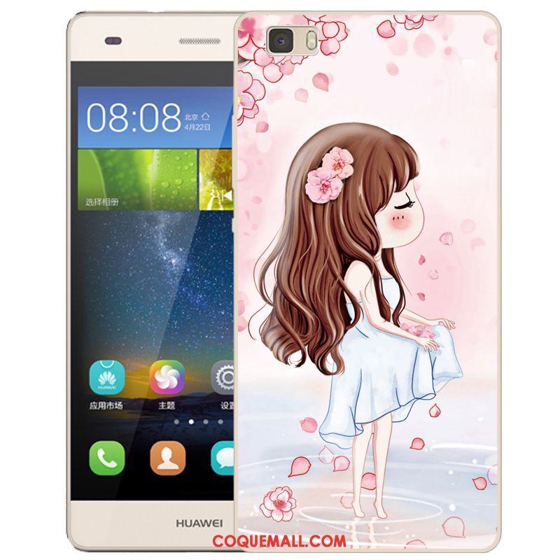 Étui Huawei P8 Lite Rose Protection Silicone, Coque Huawei P8 Lite Incassable Dessin Animé