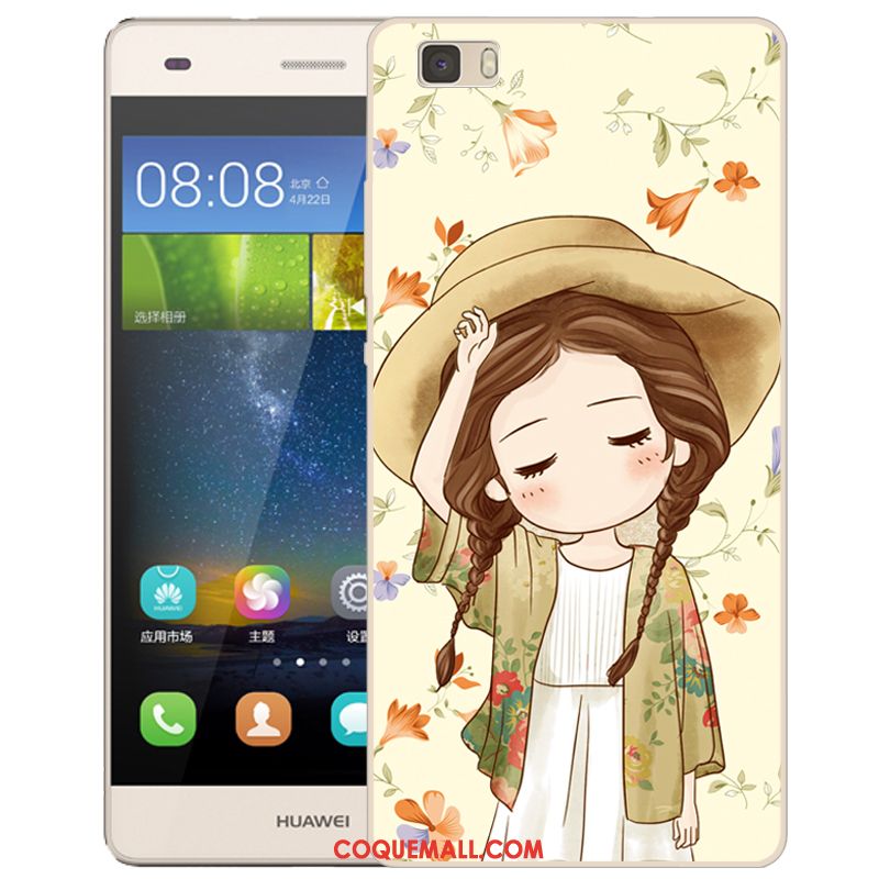 Étui Huawei P8 Lite Rose Protection Silicone, Coque Huawei P8 Lite Incassable Dessin Animé