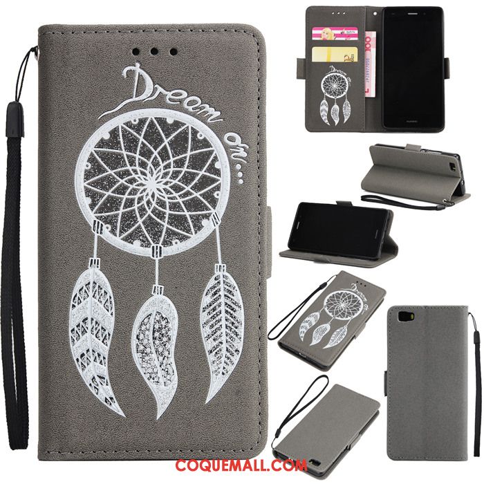 Étui Huawei P8 Lite Étui En Cuir Gris Téléphone Portable, Coque Huawei P8 Lite Jeunesse Clamshell