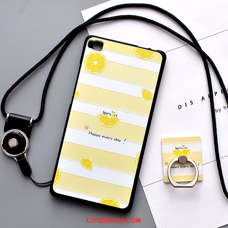 Étui Huawei P8 Ornements Suspendus Jaune Support, Coque Huawei P8 Silicone Tendance