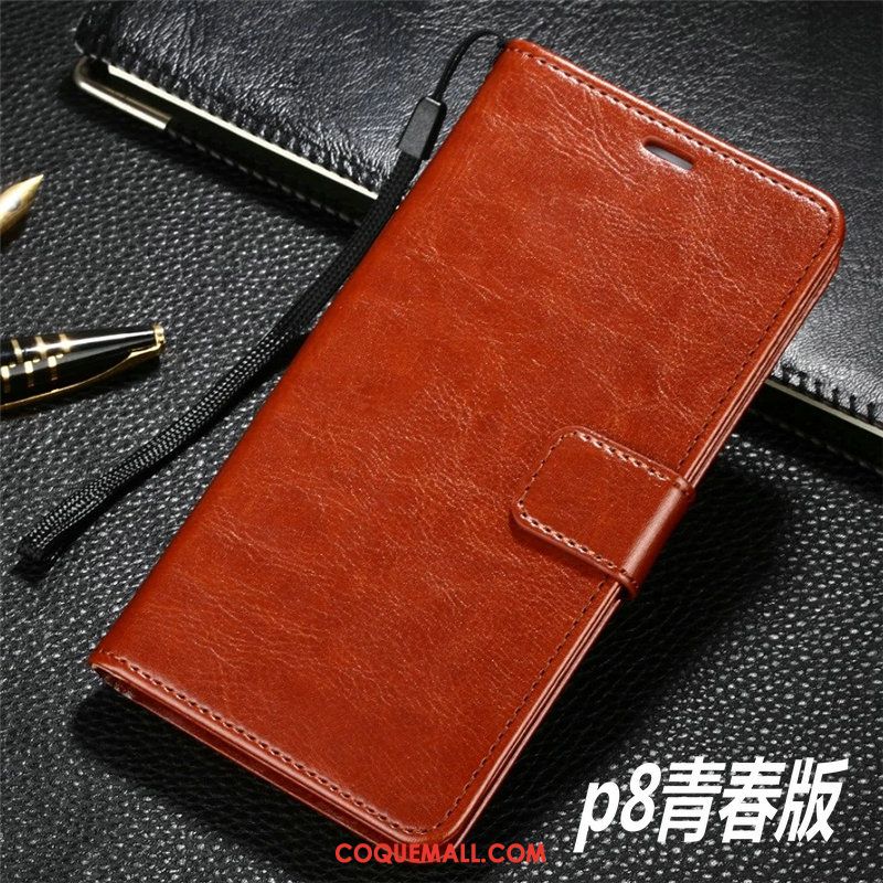 Étui Huawei P8 Rouge Protection Téléphone Portable, Coque Huawei P8 Étui En Cuir Jeunesse