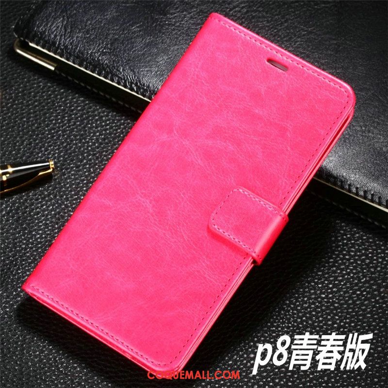 Étui Huawei P8 Rouge Protection Téléphone Portable, Coque Huawei P8 Étui En Cuir Jeunesse