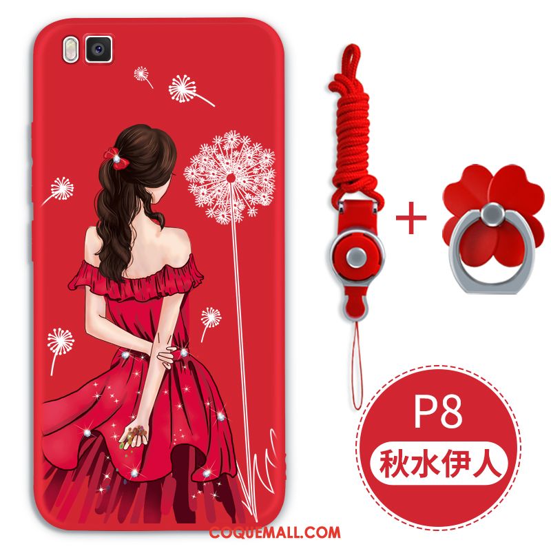Étui Huawei P8 Silicone Gaufrage Rouge, Coque Huawei P8 Incassable Téléphone Portable