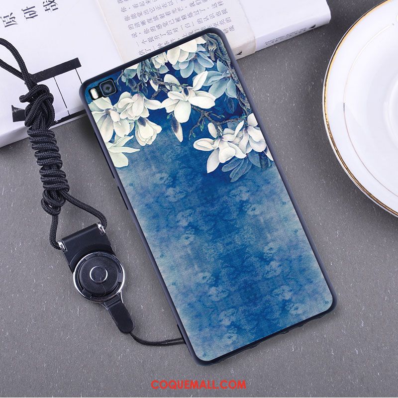 Étui Huawei P8 Silicone Téléphone Portable Bleu, Coque Huawei P8 Incassable Ornements Suspendus