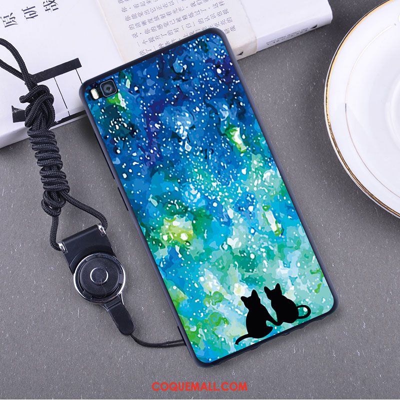 Étui Huawei P8 Silicone Téléphone Portable Bleu, Coque Huawei P8 Incassable Ornements Suspendus