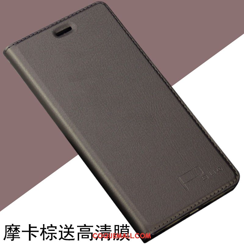 Étui Huawei P8 Étui En Cuir Gris Téléphone Portable, Coque Huawei P8 Clamshell Argent