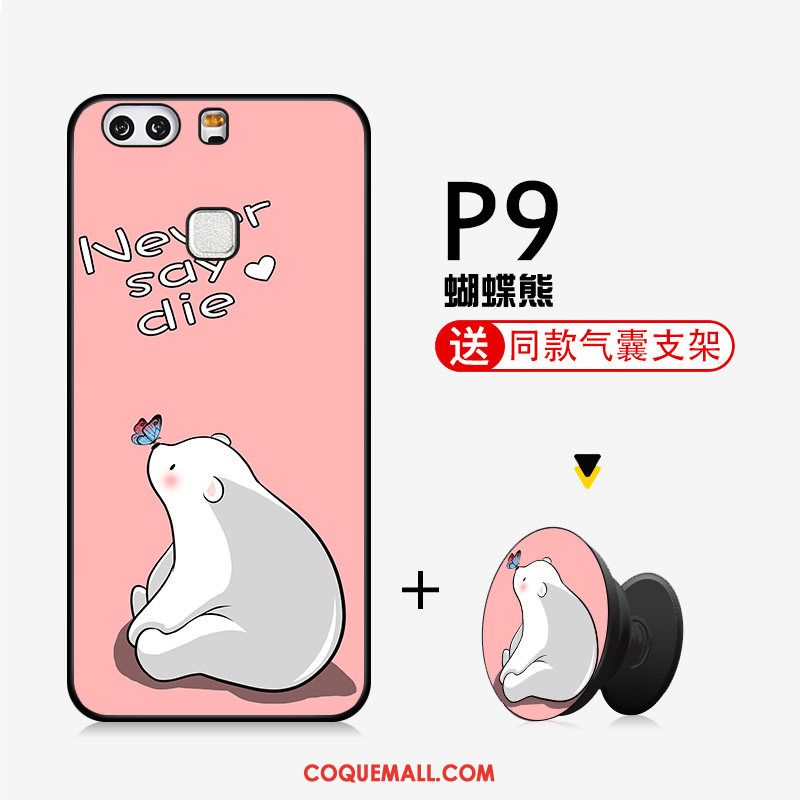 Étui Huawei P9 Ballon Support Rouge, Coque Huawei P9 Silicone Incassable