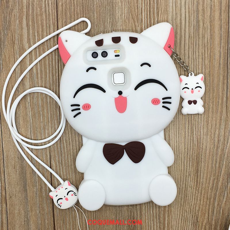 Étui Huawei P9 Blanc Fluide Doux Incassable, Coque Huawei P9 Charmant Dessin Animé