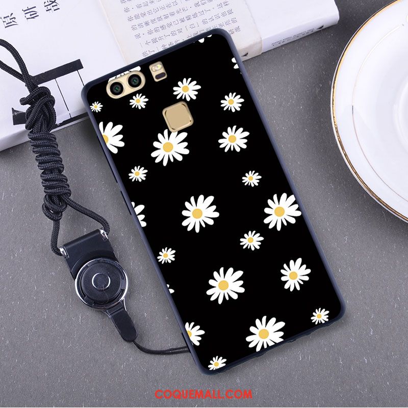 Étui Huawei P9 Incassable Téléphone Portable Fluide Doux, Coque Huawei P9 Gaufrage Jaune