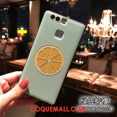 Étui Huawei P9 Jaune Gaufrage Fluide Doux, Coque Huawei P9 Téléphone Portable Silicone