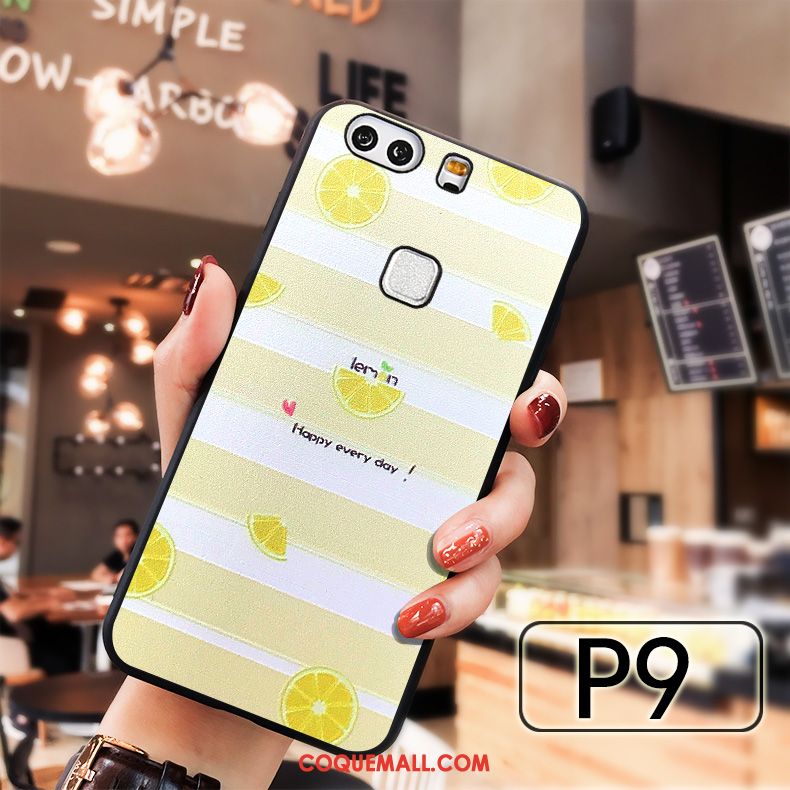 Étui Huawei P9 Jaune Personnalité Incassable, Coque Huawei P9 Créatif Fluide Doux