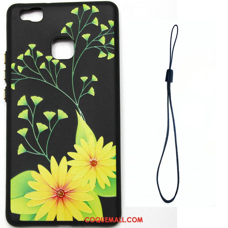 Étui Huawei P9 Lite Gaufrage Jaune Fleur, Coque Huawei P9 Lite Peinture Jeunesse