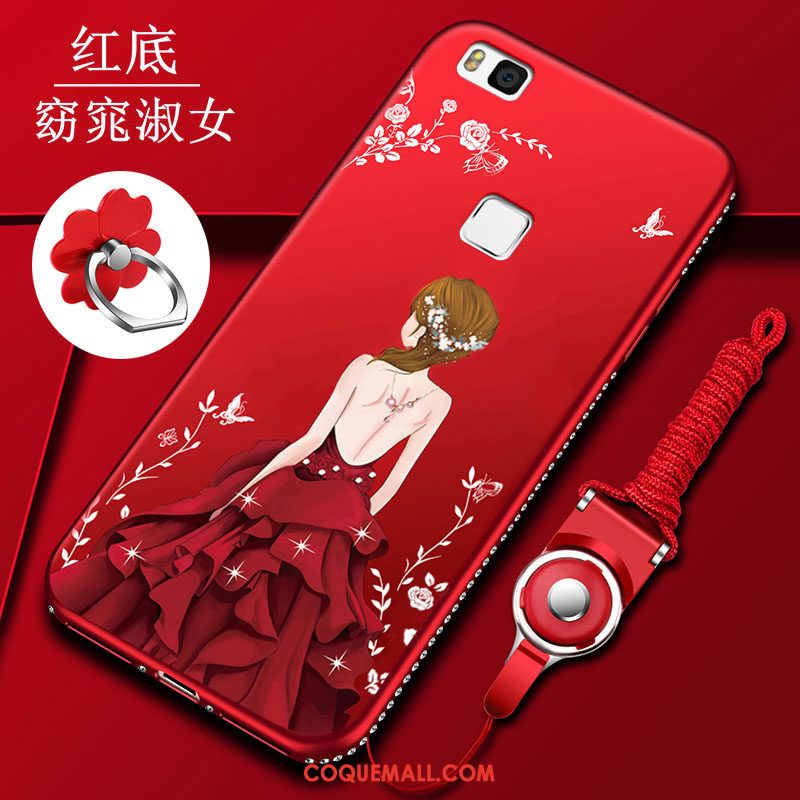 Étui Huawei P9 Lite Ornements Suspendus Silicone Téléphone Portable, Coque Huawei P9 Lite Jeunesse Rouge
