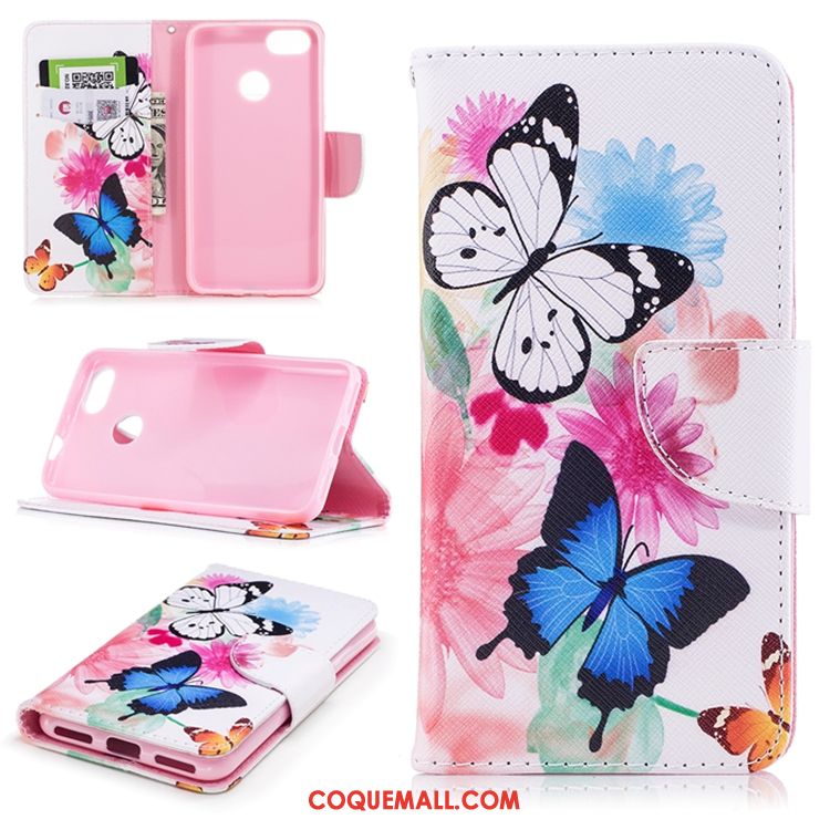 Étui Huawei P9 Lite Peinture Portefeuille Étui En Cuir, Coque Huawei P9 Lite Tendance Support Beige