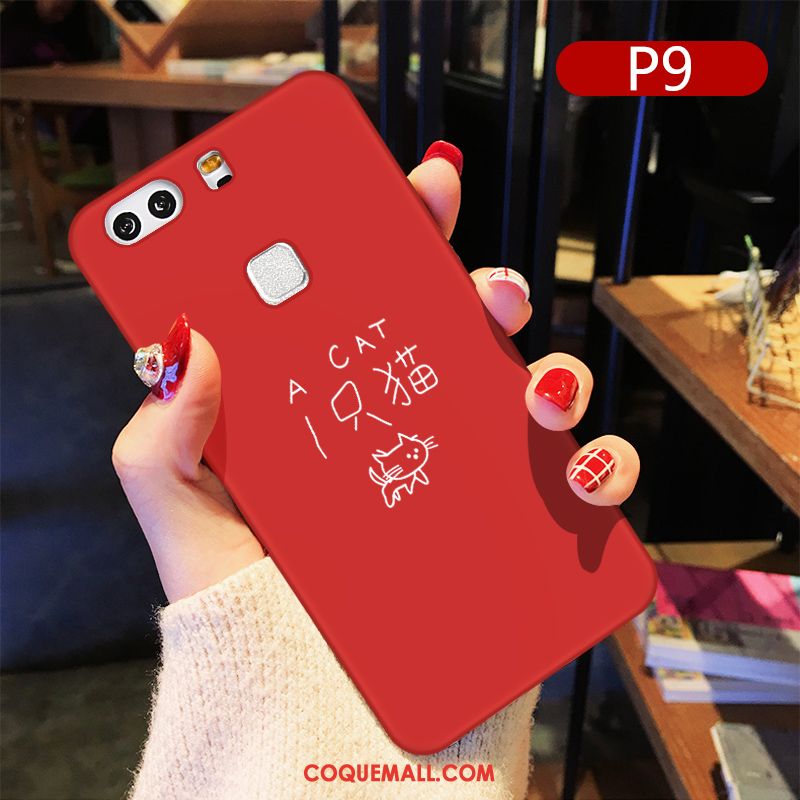 Étui Huawei P9 Personnalité Créatif Téléphone Portable, Coque Huawei P9 Rouge Charmant