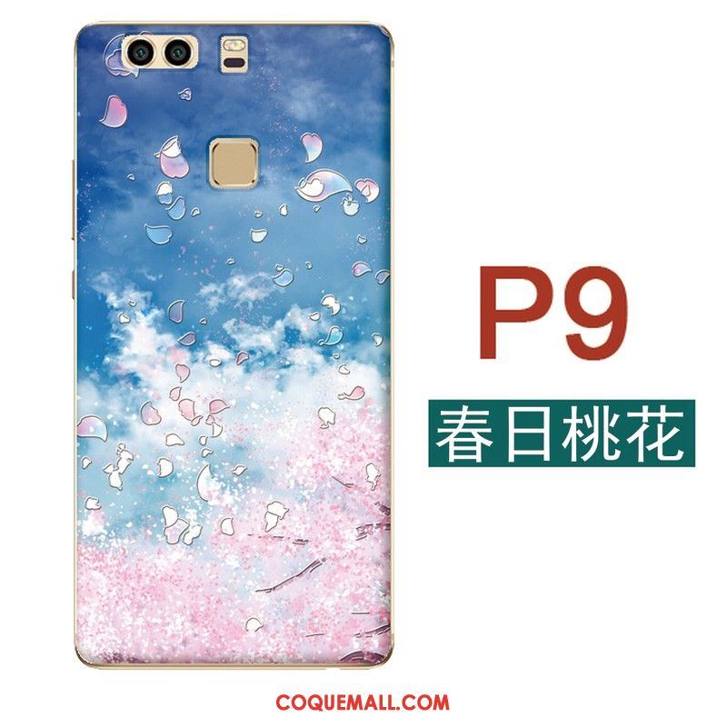 Étui Huawei P9 Petit Ornements Suspendus Bleu, Coque Huawei P9 Fluide Doux Téléphone Portable