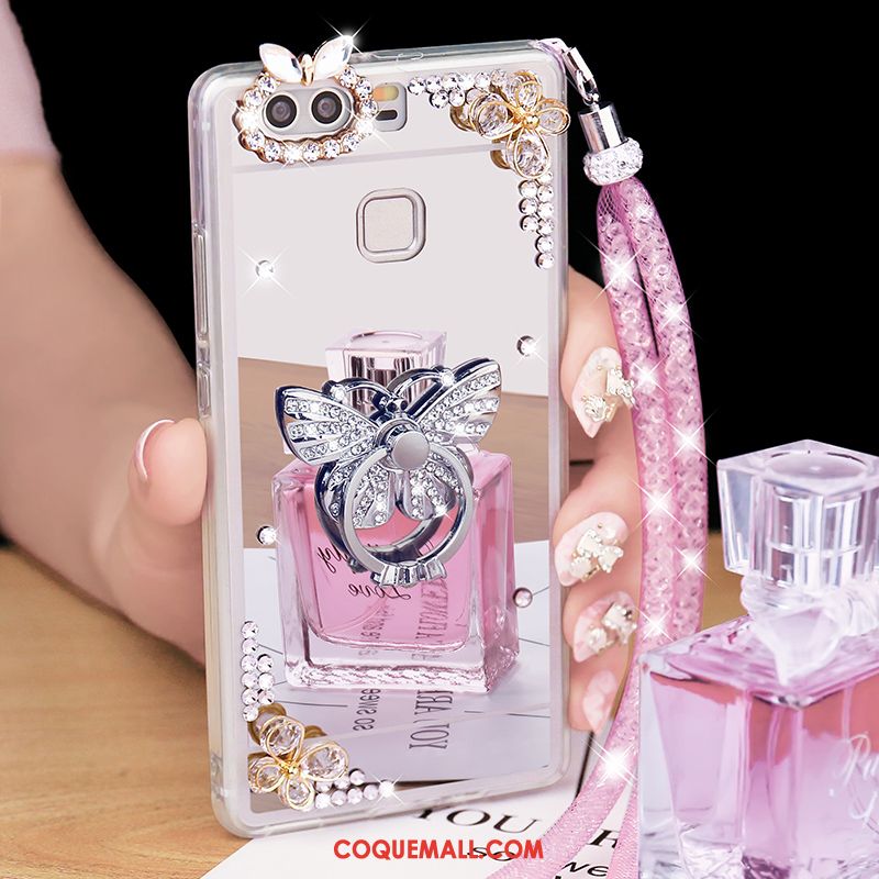 Étui Huawei P9 Plus Anneau Strass Téléphone Portable, Coque Huawei P9 Plus Ornements Suspendus Fluide Doux