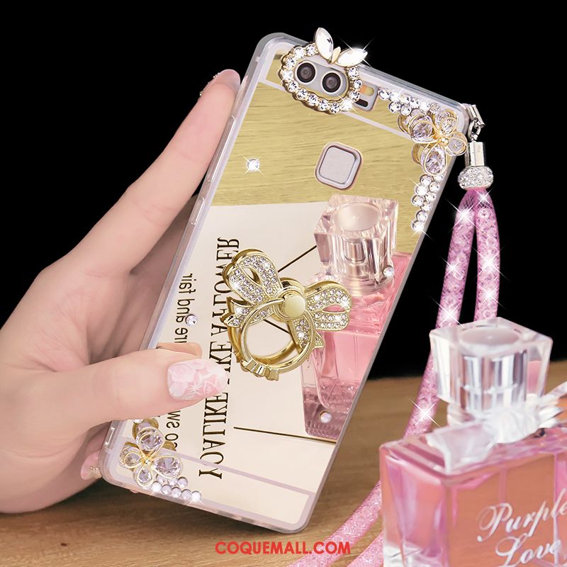 Étui Huawei P9 Plus Anneau Strass Téléphone Portable, Coque Huawei P9 Plus Ornements Suspendus Fluide Doux